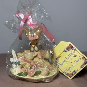 Bunny Little's Tea for Two Figurine 1990's Enesco VIntage